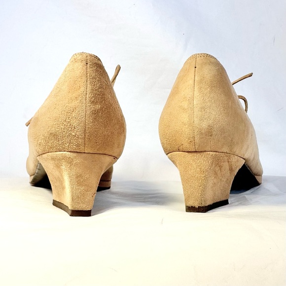 Prevata tan suede lace up platform pointed toe shoes size 9 Made in Italy - Picture 6 of 12